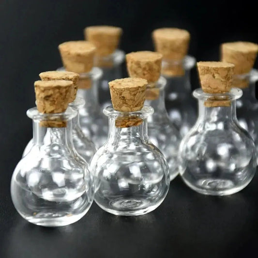 10pc Glass Bottles Miniature Potion Bottle Mini Cork Glass Vials DIY Mini Wishing Drifting Bottle Wedding Party Decor Glass Jars - Optik Gold Inc
